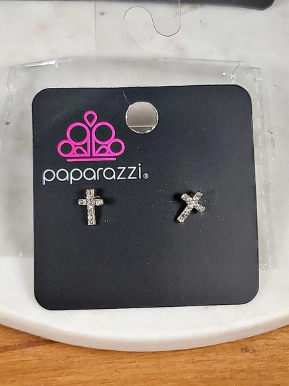 Paparazzi Sacred Shimmer - Gold Cross Earrings